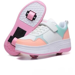 White and Pink Running Sneakers
